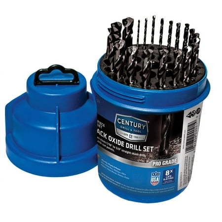 UPC: 0081838240219 | Century Drill & Tool 24021 Pro Grade Black Oxide Drill Set 21 Piece
