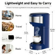 MINI Single Serve Coffee Maker,Instant Coffee Maker One Cup for K Cup & Ground Coffee,Portable Capsule Coffee Machine with 6 to 14oz Reservoir,90 Seconds Fast Brewing and One Button Operation