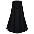 thumbnail image 4 of Rggeeun Adults Cape Solid Color Pleated Hooded Loose Front Tie Trim Ankle Length Breathable Relaxed Fit for Halloween Workout Stylish Capes,Black,M, 4 of 4