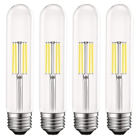 

Luxrite Vintage T9 LED Tube Light Bulbs 60W Equivalent 5000K Bright White 550 Lumens Dimmable Edison Tubular Light Bulbs 5W Clear Glass LED Filament Bulb UL Listed E26 Standard Base 4 Pack