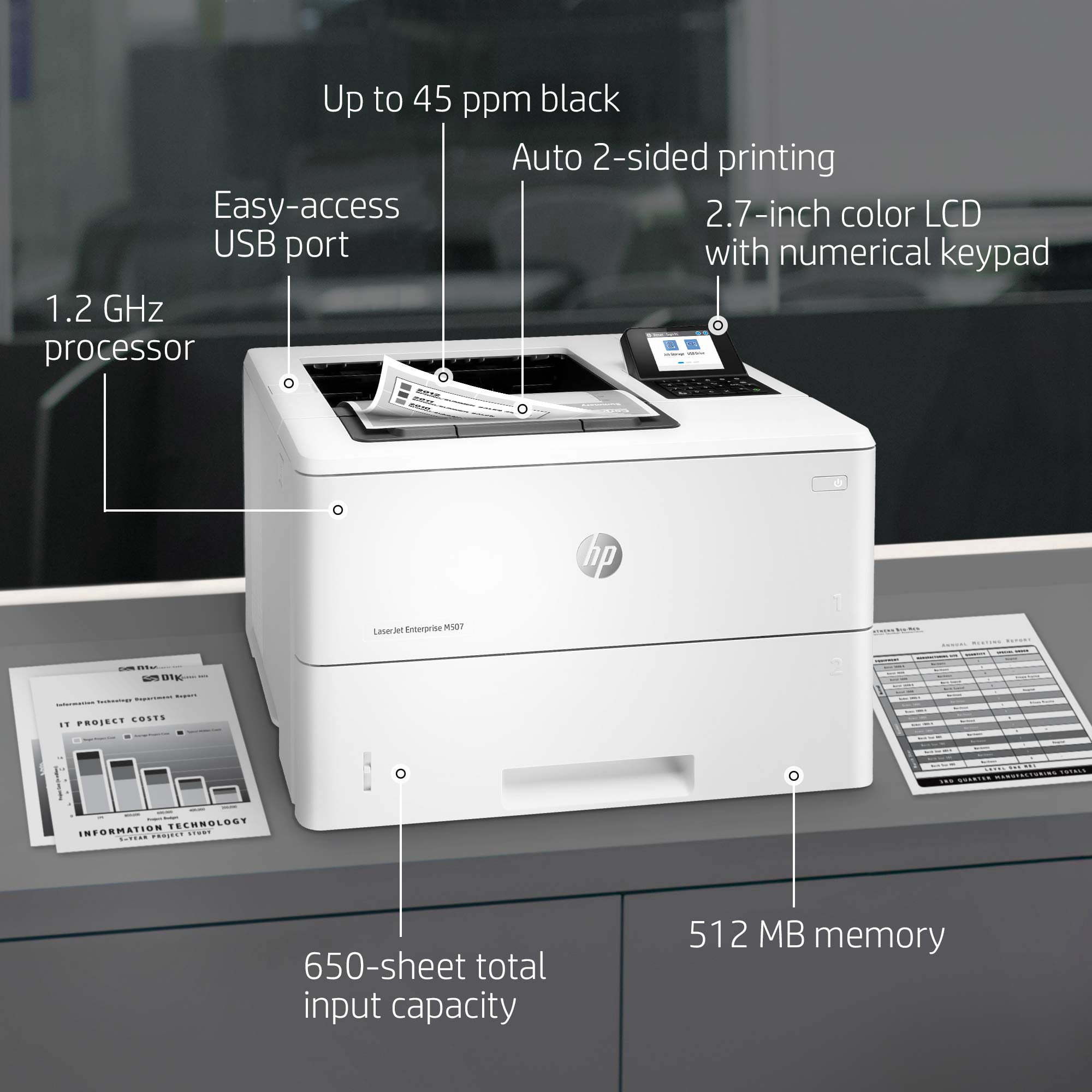 HP LaserJet Enterprise M507dn Monochrome Printer(International Model)