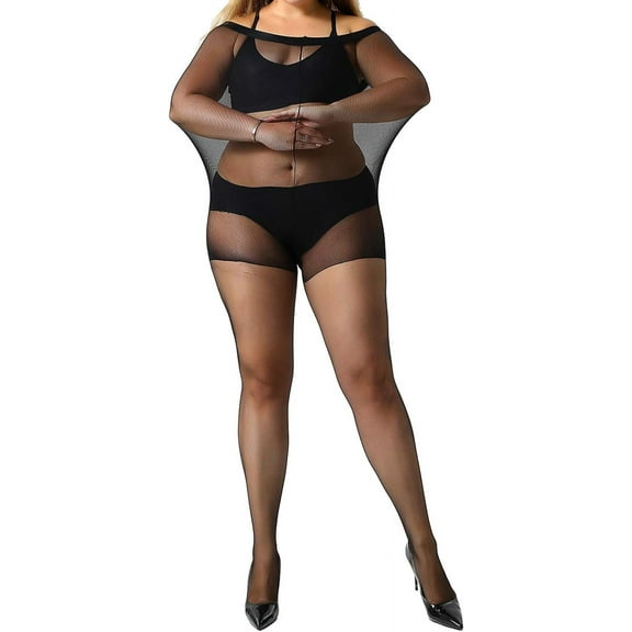 Women's 2-Pack Plus Size Control Yoga Tops Super Soft Tights 2 Pairs Black (20 Layers Clear) 3X-Large
