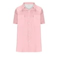 thumbnail image 4 of Mens Shirts Plus Size under $5 Short Sleeve Turndown Collar Pocket Solid Color Casual Blouse Pink XL, 4 of 6