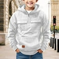 thumbnail image 2 of Mercatoo Boys Fle𝐞ce Ho𝐨dies Half Zipper Winter Warm Front Pockets Cargo Ho𝐨die Coats Youth Kids Plain Thick Long Sleeve Jackets, 2 of 7
