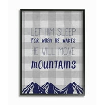 The Kids Room by Stupell Let Him Sleep Mountains Blue Plaid Oversized Framed Giclee Texturized Art, 16 x 1.5 x 20