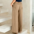 thumbnail image 4 of Maean Women's Casual Pants Loose Cotton Linen Wide Leg Elastic Waist Solid Color Plus Size Comfy Trouser, 4 of 7