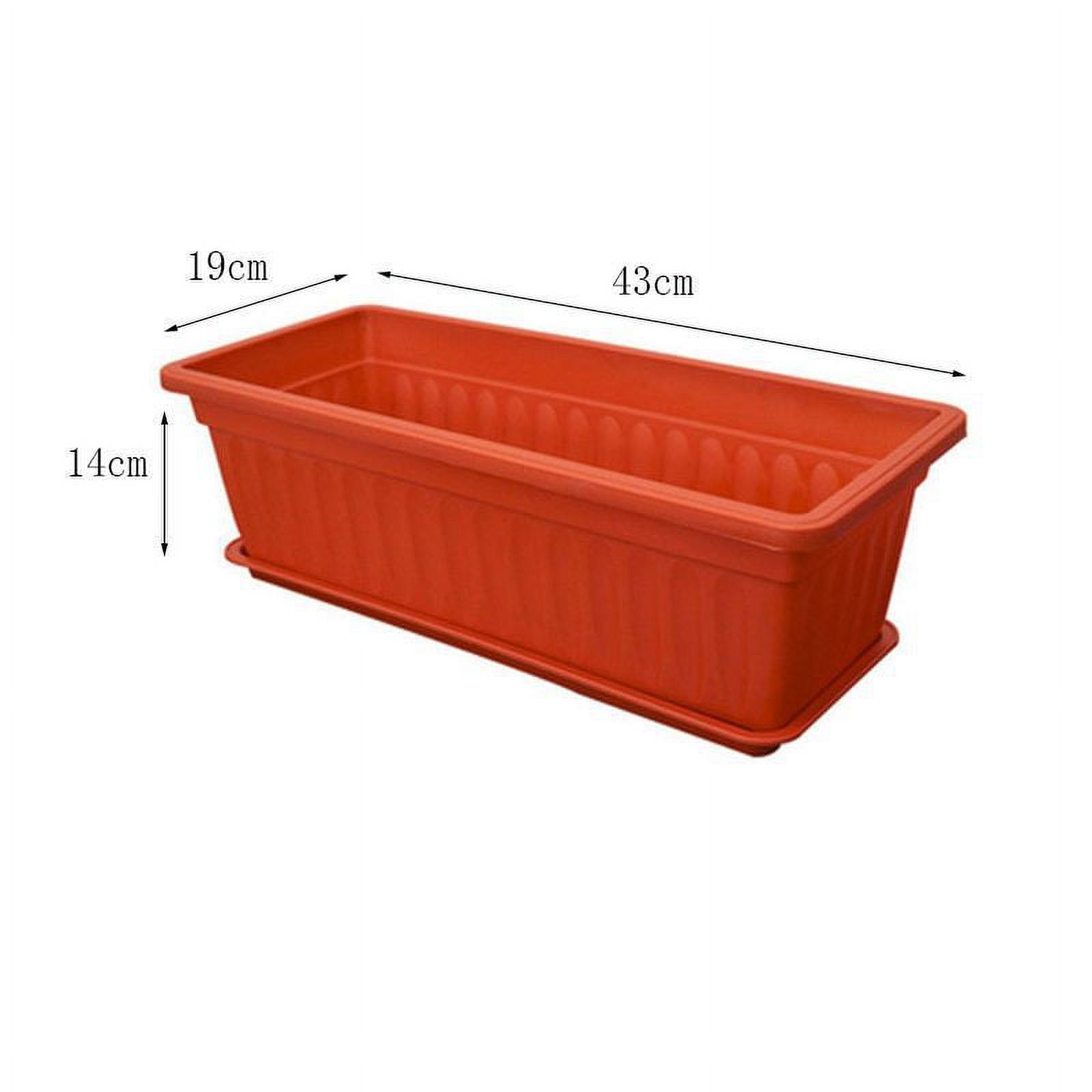 17 Inch Rectangular Plastic Thicken Planters with Trays - Window Planter Box for Outdoor and Indoor Herbs, Vegetables, Flowers and Succulent Plants (1 Pack Brick Red) - image 4 of 7