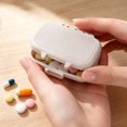 thumbnail image 4 of Pill Organizer 3 Compartment Beige Portable Case for Daily Travel Use, 4 of 6