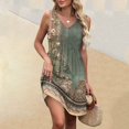 thumbnail image 2 of WTOBBY Women's Retro Floral Print Sleeveless V-Neck Casual Summer Dress with Splicing Design Beach Vacation Style for Pool Parties and Resort Events,Army GreenL, 2 of 5