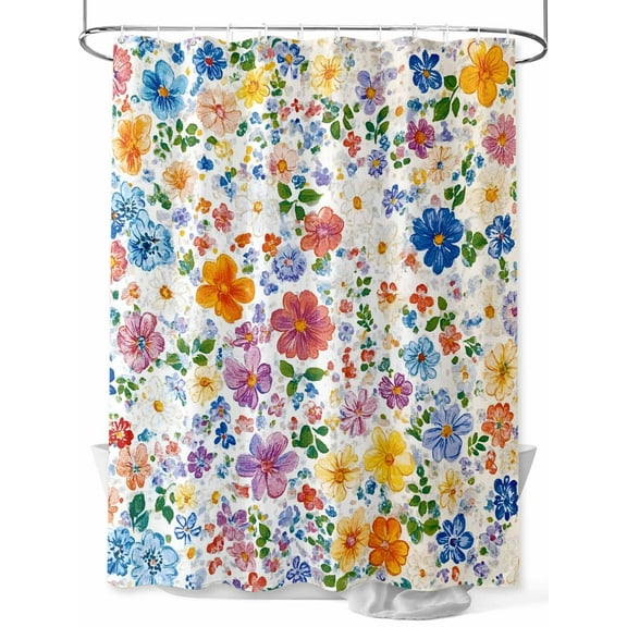 Shower Curtain Spring Flowers Shower Curtains for Bathroom, Waterproof Polyester Shower Curtain Set with Hooks, Standard Size 66" x 72" Oil Painting