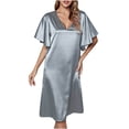 thumbnail image 3 of Elainilye Fashion Women's Sleepwear Printed Comfortable Loose Sleeveless Casual Nightdress Dress Pajamas,Gray, 3 of 9
