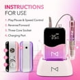 thumbnail image 2 of M - Professional 2 in 1 Cordless Rechargeable & Desktop Portable 35000 RPM HD Display Coreless Motor Acetone Resistant Manicure E File Nail Drill Machine, 2 of 6