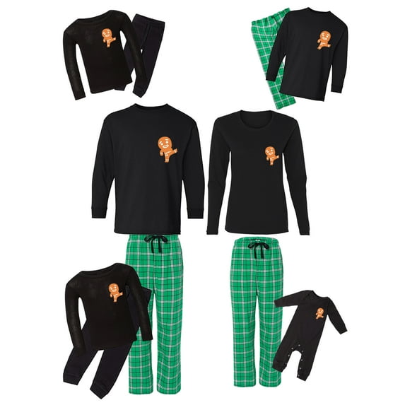 Awkward Styles Family Christmas Pajamas Set Green Cute Gingerbread Ninja Matching Sleepwear