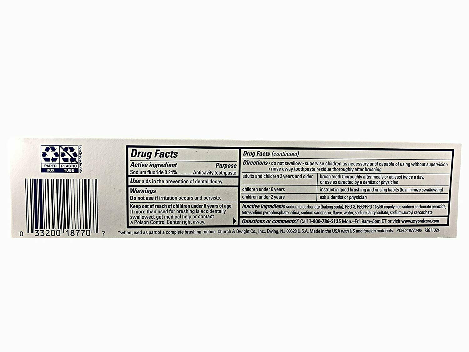 ARM & HAMMER PeroxiCare Tartar Control Toothpaste Fresh Mint 6 oz, 6-Pack
