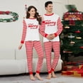 thumbnail image 5 of Onlypjs Family Matching Christmas Pajamas Set – Red & White Striped "Wish You Merry Christmas" Holiday Sleepwear for Women, Men, 5 of 9