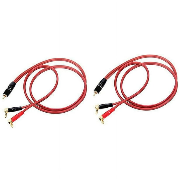 2X Conector Banana A Cable de Altavoz RCA, Cable de Altavoz RCA Macho A Conectores Banana (2Banana) 4N OFC HiFi Cable de Altavoz 2M