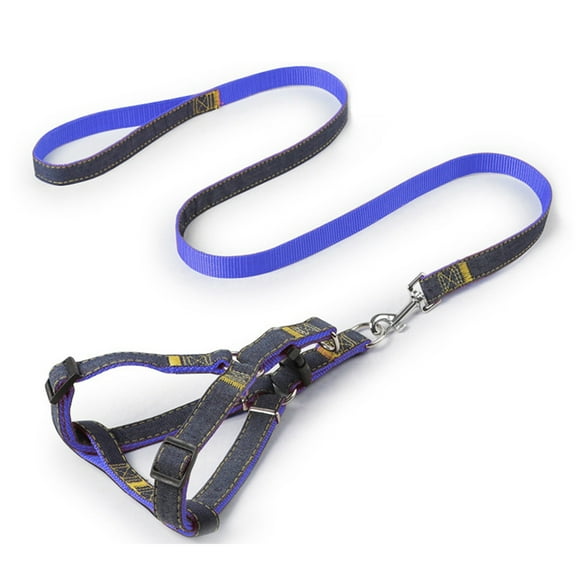 SPRING PARK Pet Dog Denim Thick Wear-resistant Chest Strap Traction Leash Puppy Collar Belt