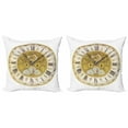 thumbnail image 1 of Ambesonne Vintage Throw Pillow Cover 2 Pack, Ornamental Roman Digits, 20", Yellow and Black, 1 of 2