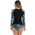 thumbnail image 5 of IBTOM CASTLE Women Two Piece Rash Guard Long Sleeve Swimsuits Sets UPF 50+ Cropped Swim Shirt with Boyshort Bottom Bathing Suits L Black, 5 of 6