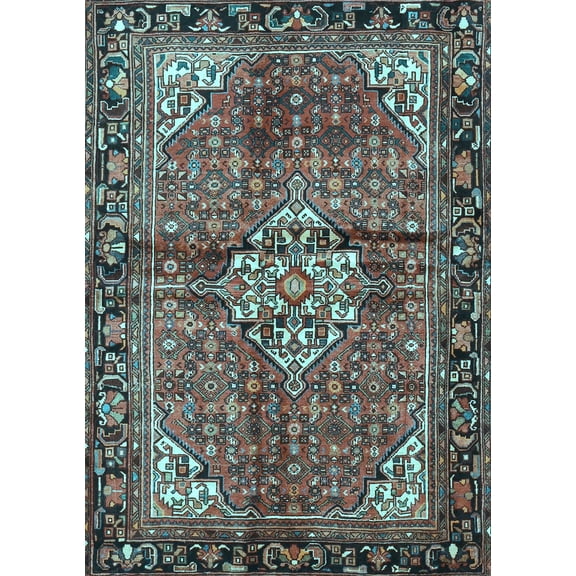 Ahgly Company Indoor Rectangle Persian Light Blue Traditional Area Rugs, 5' x 7'