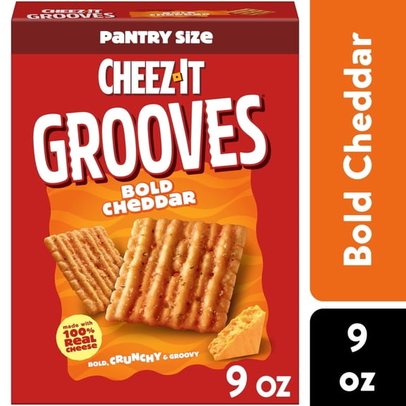 Pack of 2 Cheez-It Grooves Bold Cheddar Cheese Crackers, 9 oz (Package May Vary)