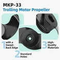 thumbnail image 3 of MKP-33 Trolling Motor Prop Fit for Minn Kota, MKP-33 Weedless Wedge 2 Prop Fits 4" Motor Diameters, 1865018 Replace 1378132 Prop Kit, Trolling Motor Replacement Parts, 3 of 6