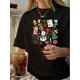 thumbnail image 1 of Vintage-Inspired Geometric Print T-Shirt for Women - Casual Crew Neck, Short Sleeve, Polyester Blend, Machine Washable - Perfect for Summer, 1 of 6