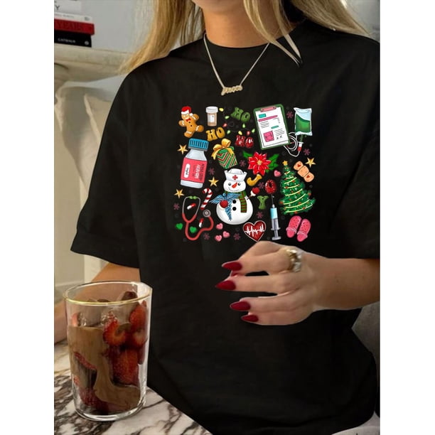 Vintage-Inspired Geometric Print T-Shirt for Women - Casual Crew Neck, Short Sleeve, Polyester Blend, Machine Washable - Perfect for Summer