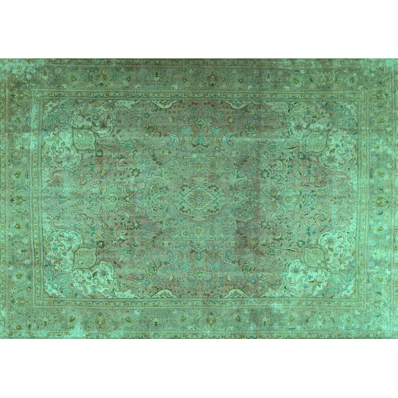 Ahgly Company Indoor Rectangle Persian Turquoise Blue Traditional Area Rugs, 7' x 10'