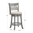 thumbnail image 6 of Weston Home Shapel Lattice Back 24"H Swivel Counter Height Stool, Antique Grey Finish, Beige Linen, 6 of 6