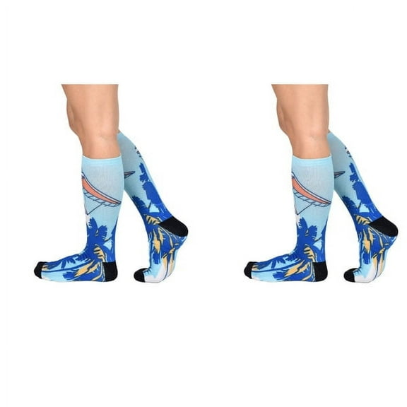 Sierra Socks Gliding Through Paradise Pattern Unisex Socks, Blue Color Socks, Everyday Socks