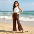thumbnail image 6 of Cethrio Girls Cotton Linen Outfit Sets, 2 Piece Sleeveless Casual Kids' Summer Clothing Sets Brown Size 5-6 T, 6 of 7