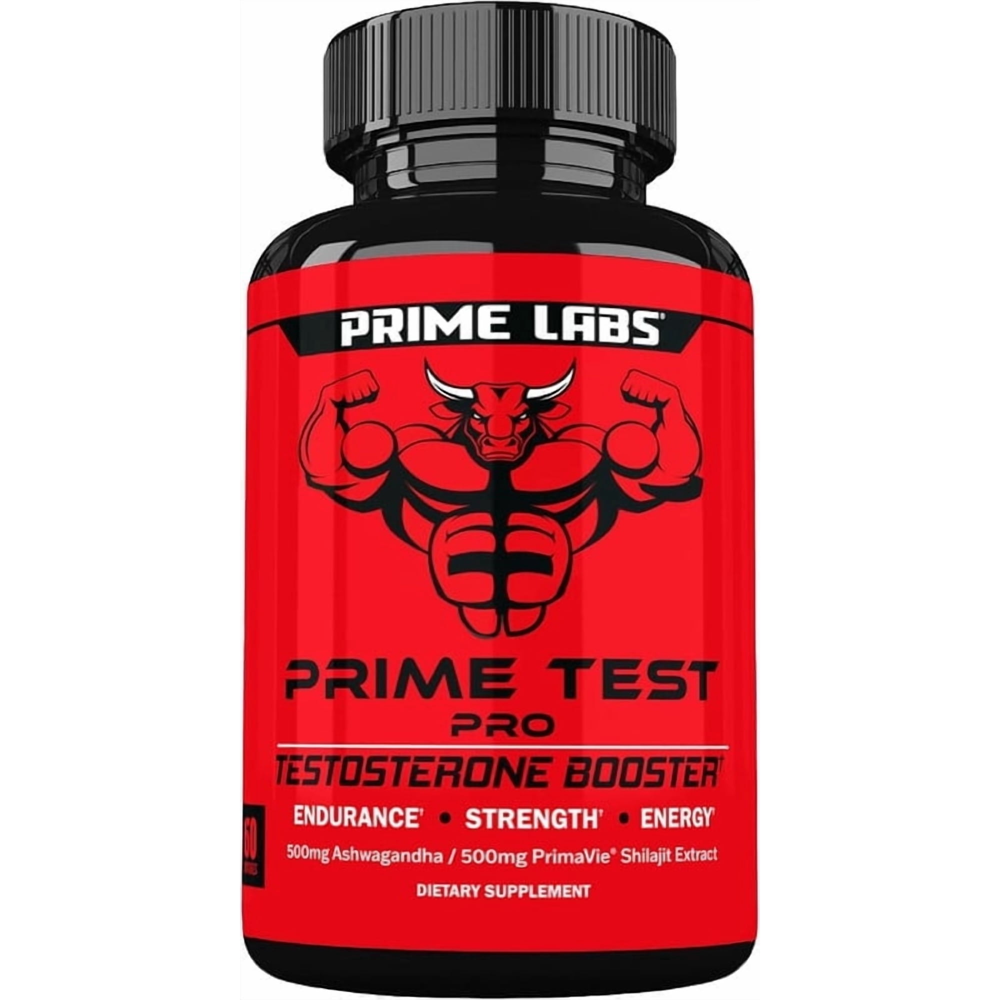 Prime Labs Prime Test Pro - Testosterone Supplement for Men - Test, Vitality, & Energy Booster - with Ashwagandha, PrimaVie Shilajit Extract, & DIM - 60 Capsules