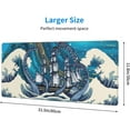 thumbnail image 3 of Japanese Ocean Wave Gaming Mouse Pad XL, Extended Large Mouse Mat Desk Pad, Stitched Edges Mousepad, Long Mouse Pad, 31.5 X 11.8 Inch, 3 of 6