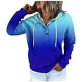 thumbnail image 1 of Daznico Women's Street Style Gradually Changing Color Button Collar Pocket Drawstring Casual Sports Hoodie,Size L, 1 of 5