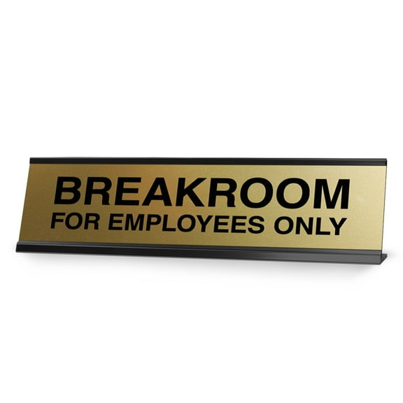 Signs ByLITA Breakroom for Employees Only Black Frame Desk Sign (2x8")