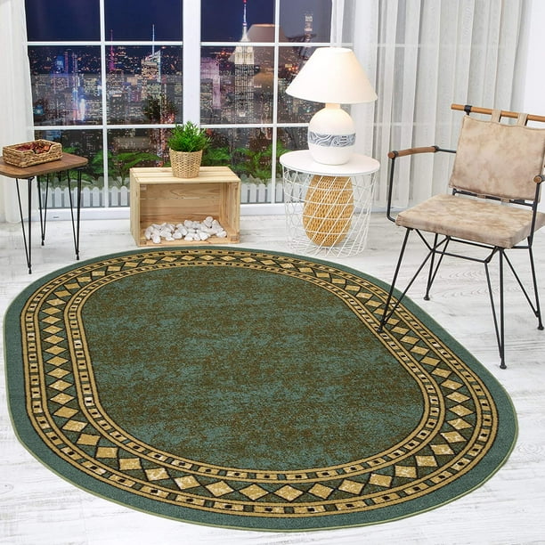 Area Rugs Alfombras Modern Bordered 5x7 NonSkid (NonSlip) Low Profile Pile Rubber Backing