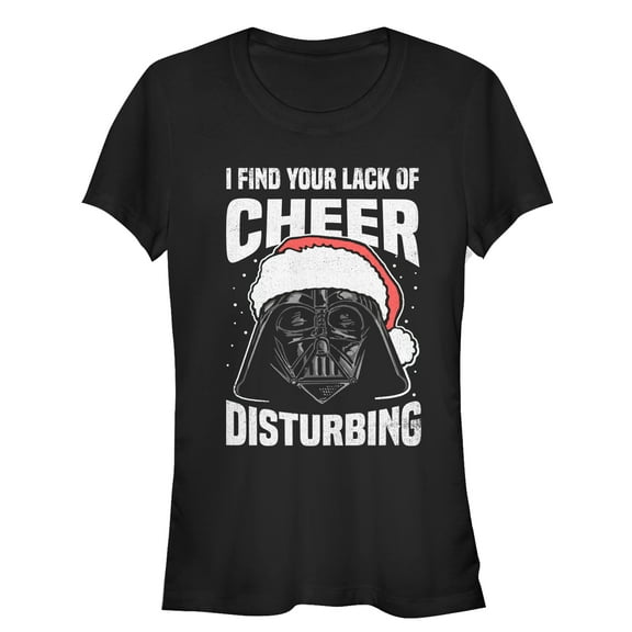 Junior's Star Wars Christmas Vader Lack of Cheer Disturbing Graphic Tee Black 2X Large