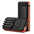 thumbnail image 1 of Outdoor Solar Portable Power Bank with Wireless Charging, Built-in 4 Cables, 10000mAh Battery, IP65 Waterproof, Dustproof, Digital Display power, LED Flashlight, High Conversion efficiency, 1 of 6