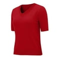thumbnail image 5 of Short Sleeve Sweater for Women, Yigetop Women's Round Neck Short Sleeved Loose T Shirt with A Knit Bottom Short Top Sweater Shirts for Women Red, 2XL, 5 of 9