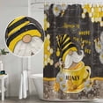 thumbnail image 5 of Yellow Gnomes Shower Curtain, Waterproof Shower Curtains for Bathroom, Bee Daisy Honey Vintage Washable Fabric Bathtub Curtain Set Bath Decor with 12 Hooks Extra Long 72"x96", 5 of 8