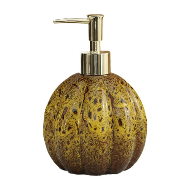 Dispensador de jabón líquido con forma de calabaza de Halloween, botella con bomba, decoración de moda, jabón de manos de otoño Amarillo