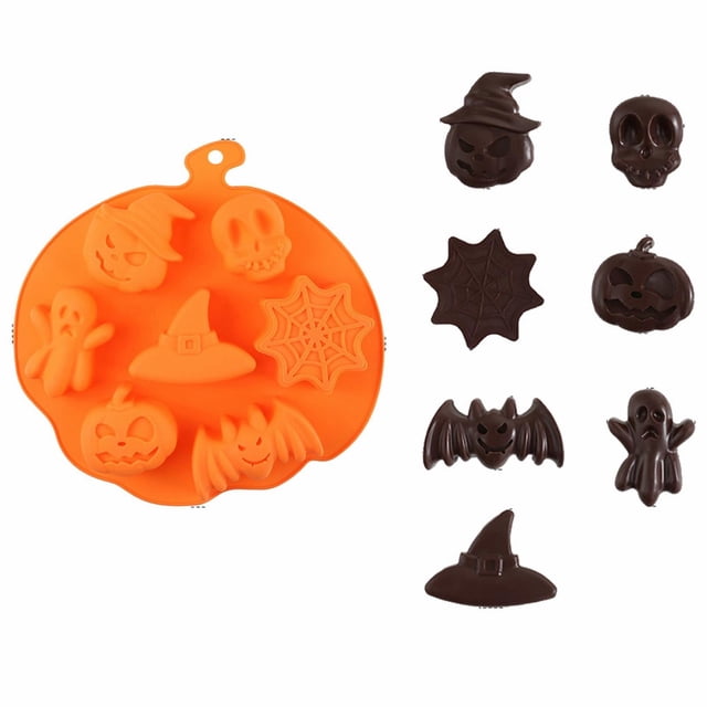 Ynlkorvg Biscuit Moulds Silicone Halloween Pumpkin Baking Set Non Stick Chocolate Jelly Fondant Cake Baking For Party Gift With Shape Of Bat
