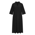 thumbnail image 6 of pimelu Dresses for Women Maxi Dress for Women Button up Plus Size Loose Swing Cotton Linen Maxi Dress Summer Formal Solid Elbow-Length Lapel Women Long Dress, 6 of 6