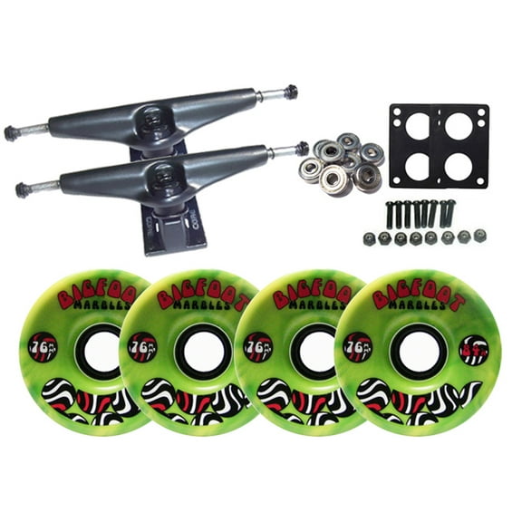 LONGBOARD Skateboard TRUCKS BIGFOOT GREEN SWIRL WHEELS