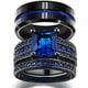 thumbnail image 1 of Conjunto Anillos de Compromiso Loversring ACL3263784 para Mujer Chapado en Oro Negro 10k Corte de Cuadrado Cz para Hombre Titanio 8 mm de Ancho Azul Loversring ACL3263784, 1 of 2