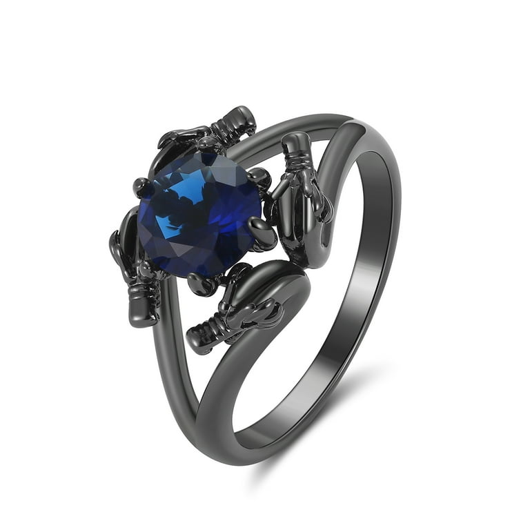 Dragon Ring for Women Solitaire Cz Black Gothic Engagement Ring