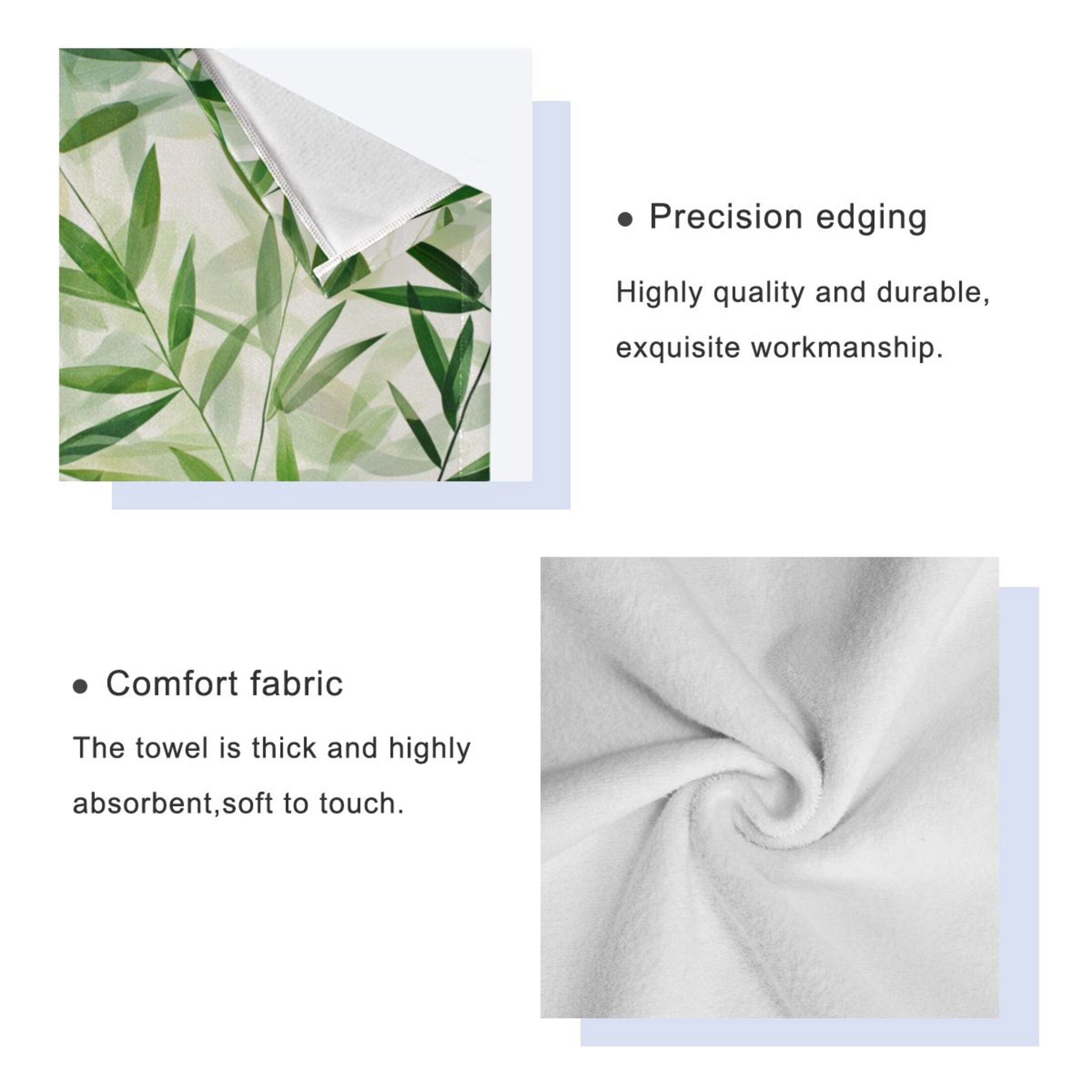 Three-Piece Towel Set Face Towel Towel Set Hand Towel Bath Towel Cotton Bath Towels Bath Towel Sets Hand Bath Towels Green Bamboo Leaves