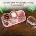 thumbnail image 2 of 3 Pcs Glass Spice Rack Set,Seasoning Containers,Hanging Wall-Mountable Spice Jars with Lids and Scoops,Easy Installation,Ideal for Kitchen Organization (Pink), 2 of 5