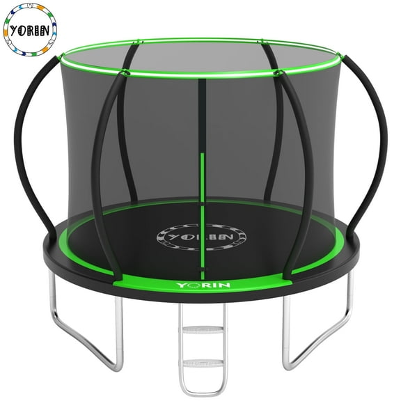 YORIN Trampoline, 10FT 14FT 12FT 16FT Trampoline with Enclosure Net, 1000LBS Trampoline for 3-4 Kids Adults, Outdoor Trampoline with Ladder, Anti-Rust Backyard Heavy Duty Pumpkin Round Trampoline